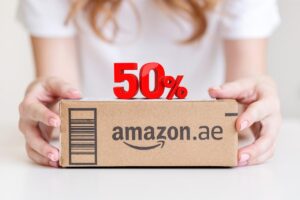 Pacco amazon e scritta 50%