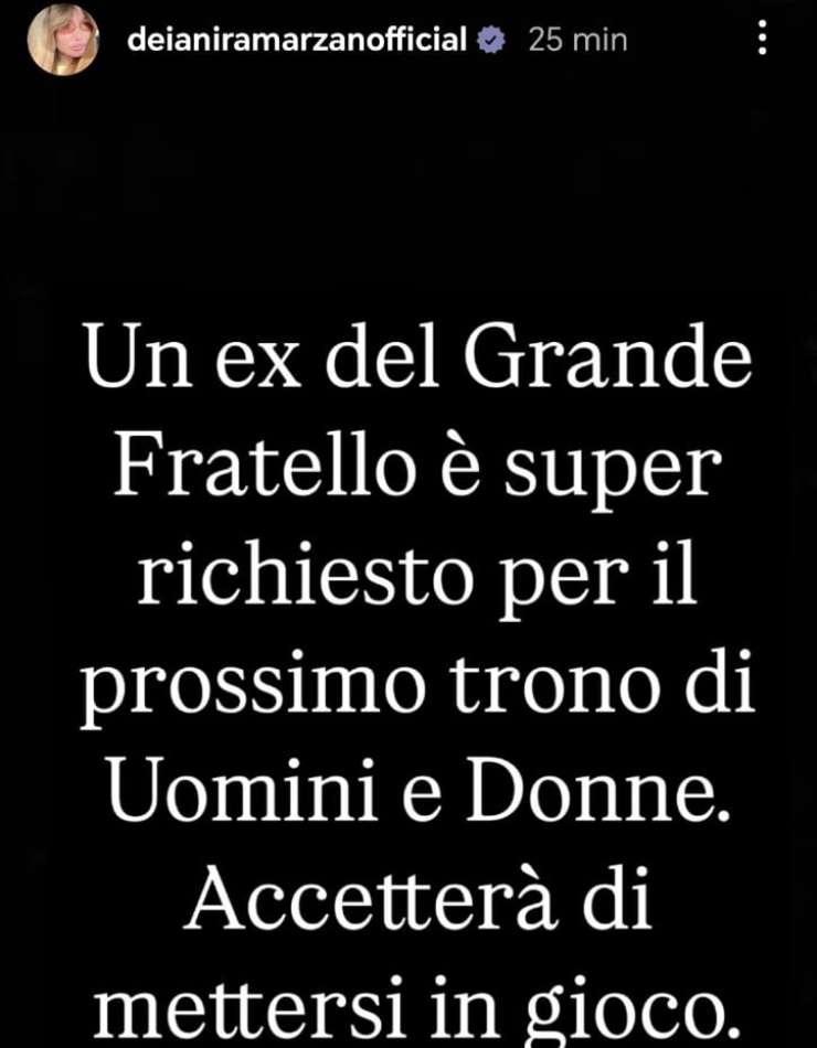 storia instagram deianira marzano