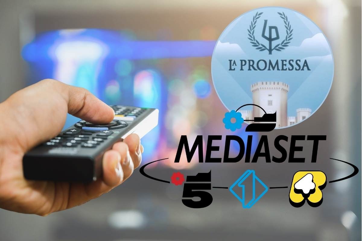 telecomando, logo la promessa e logo mediaset