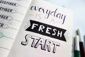 "Ogni giorno è un nuovo inizio", scritto in inglese