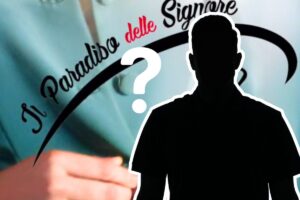 sagoma nera davanti a logo "Il Paradiso delle signore"
