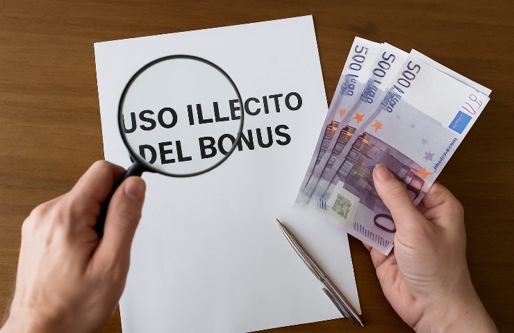 Docente che esce dalla scuola con banconote da 500 euro