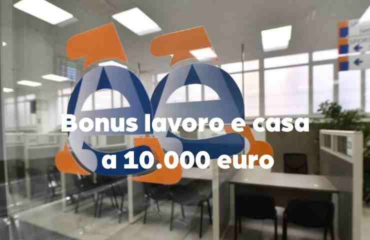 Sede Agenzia delle entrate e scritta Bonus