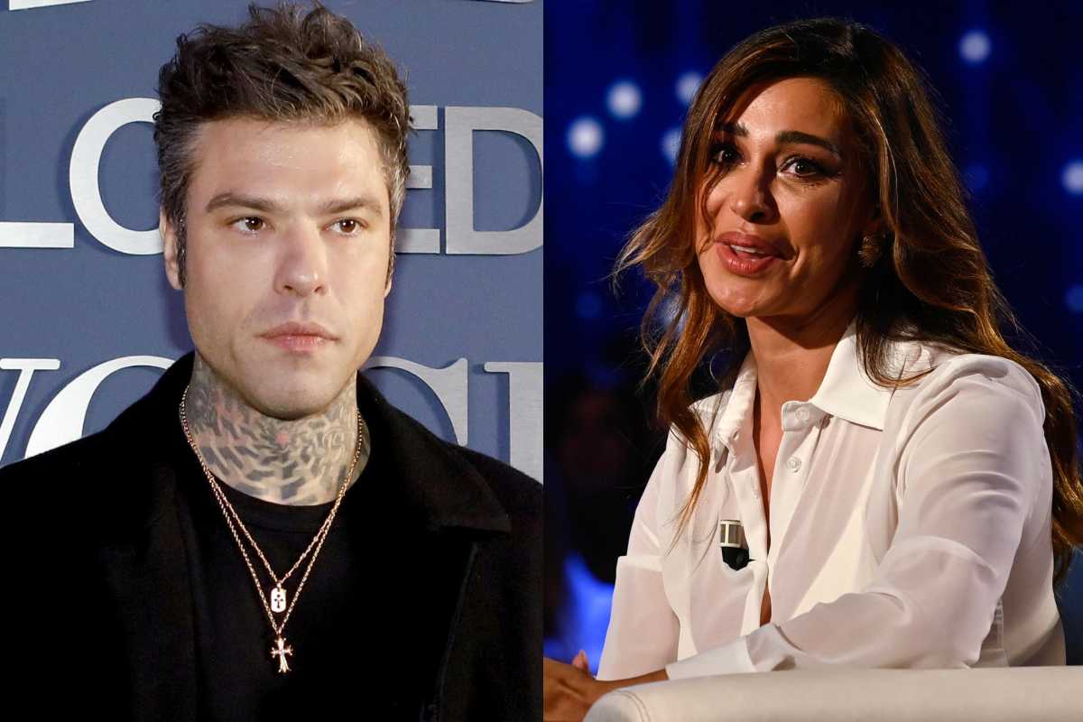 Belen Rodriguez a Domenica In e Fedez in posa a un evento