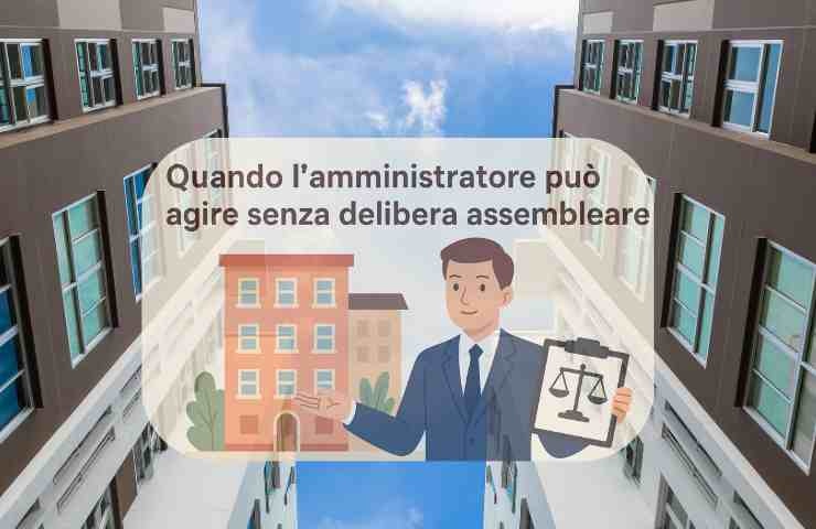 Condominio e scritta con amministratore