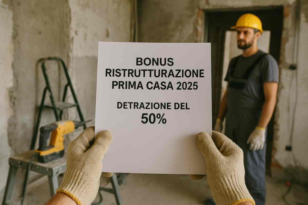 Operaio ristruttura casa e maniche tengono foglio con scritta