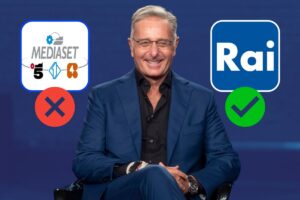 Paolo Bonolis e loghi Rai/Mediaset