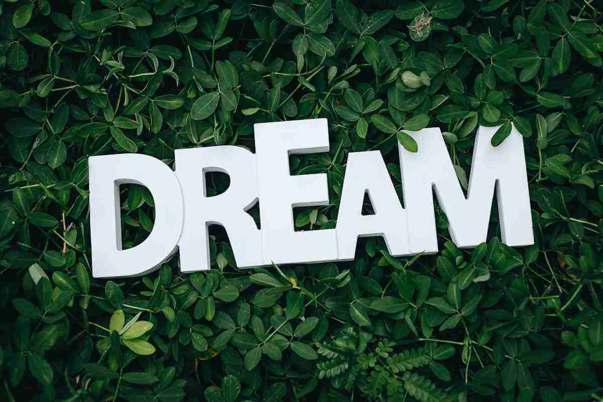 Scritta "dream" in bianco