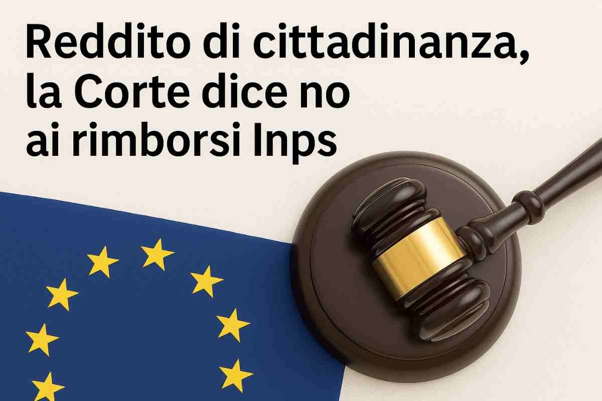 Scritta Reddito cdi cittadinanza martelletto del giudice e bandiera europea