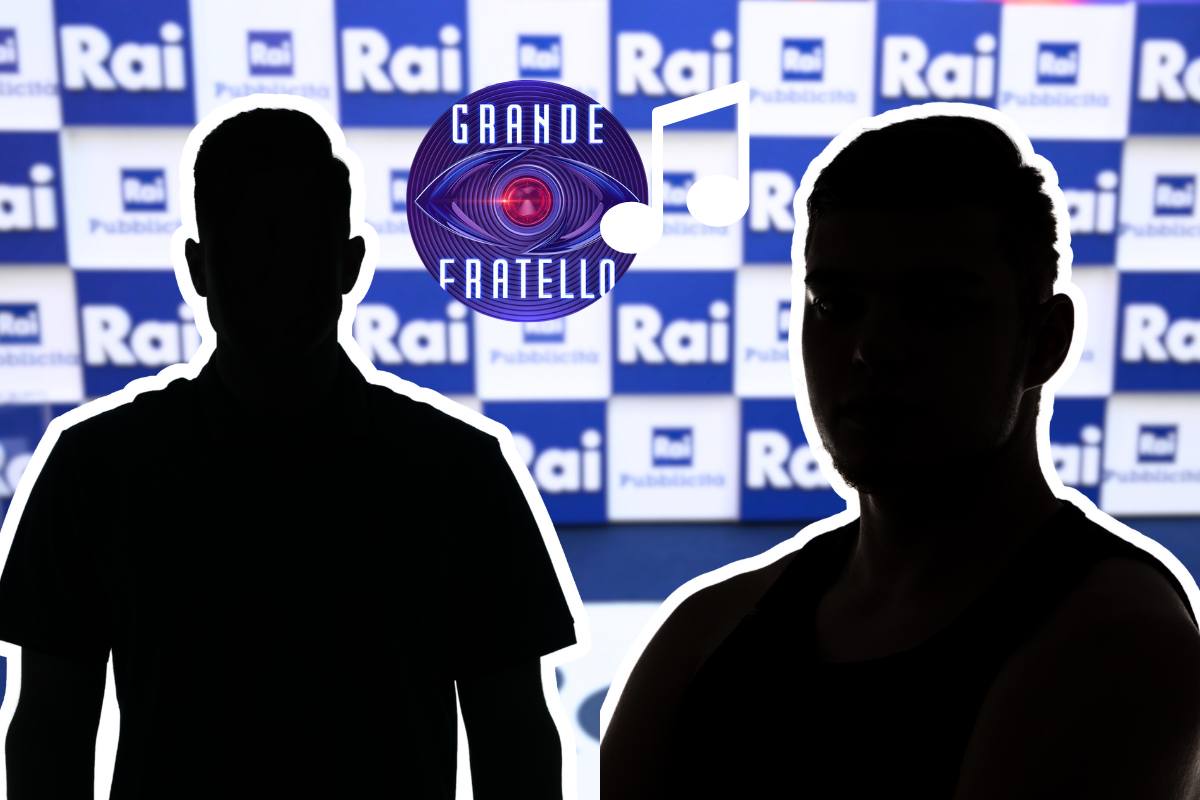 sagome nere uomini su sfondo logo rai e gf
