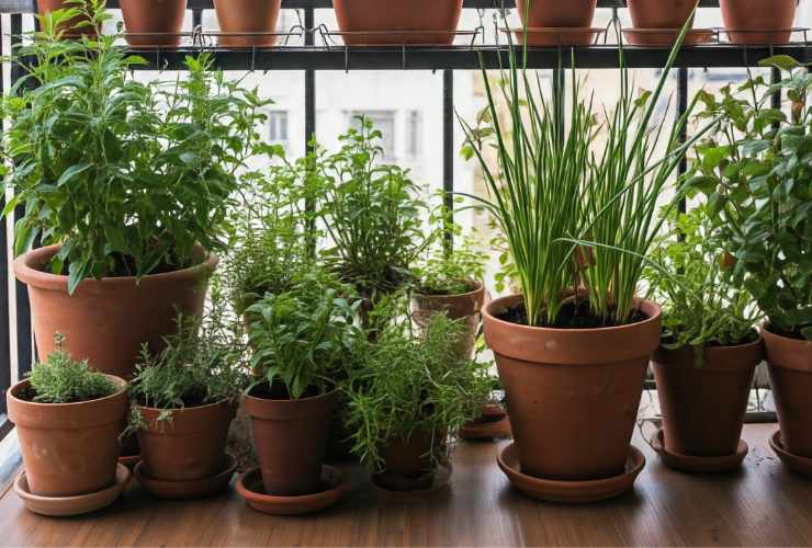 piante in vaso sul balcone 