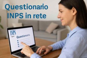 Donna che guarda il questionario INPS sul pc