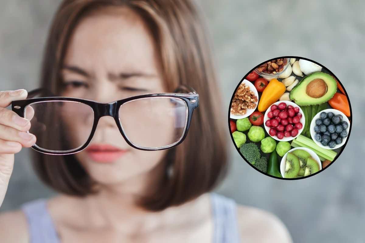 Donna che controlla la vista con gli occhiali