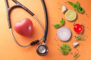 Cuore Stetofonendoscopio e verdure