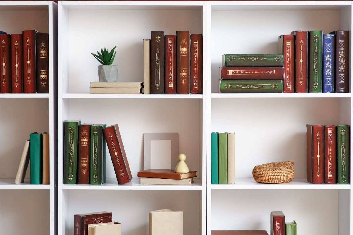 libreria con libri in casa